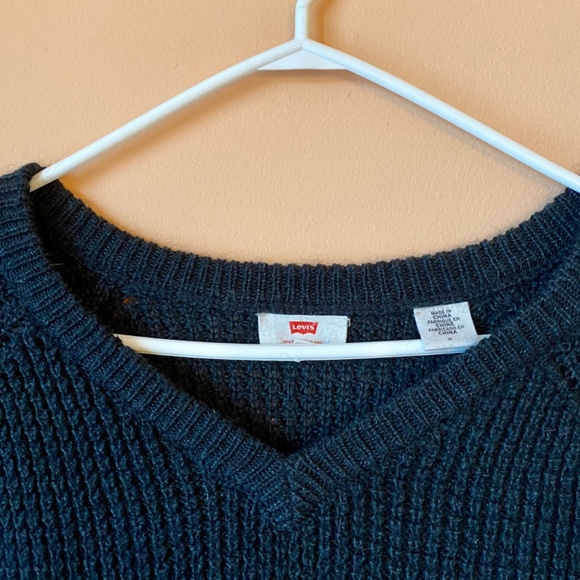 Levi’s Black Wool Blend V Neck Knit Sweater M - Picture 1 of 3